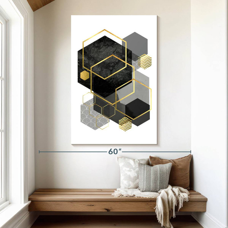 Avery noir gris or géo II, H 51 po x l 34 po