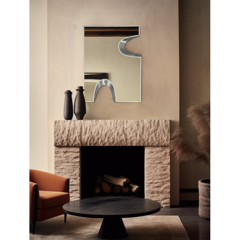 Soleil Bulow Rectangle Wall Mirror, 28" x 28", Cream/Silver