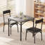 Ensemble de table de salle à manger 3 pièces pour 2 personnes, table de cuisine carrée peu encombrante avec 2 chaises rembourrées, structure en métal et panneau de fibres à densité moyenne à grain de bois, capacité de 150 livres, pour petit studio d'appartement, gris ciment
