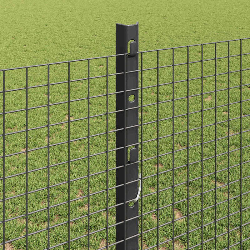 Vidaxl Fence With Posts Steel, Grey, 120cm H x 1000cm W x 2.7cm D