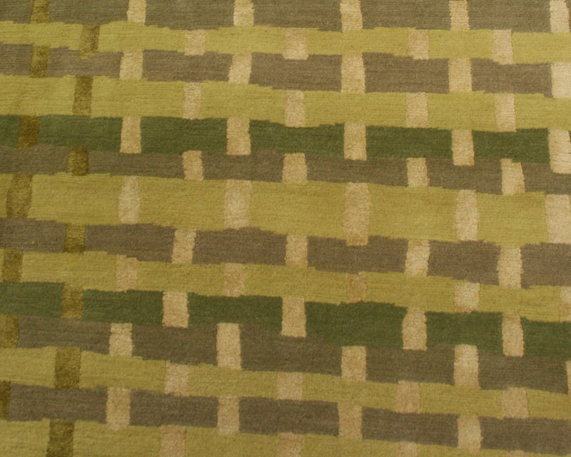 Rag Striped Area Rug in Beige/Green/Gray, Rectangle 3' x 5'