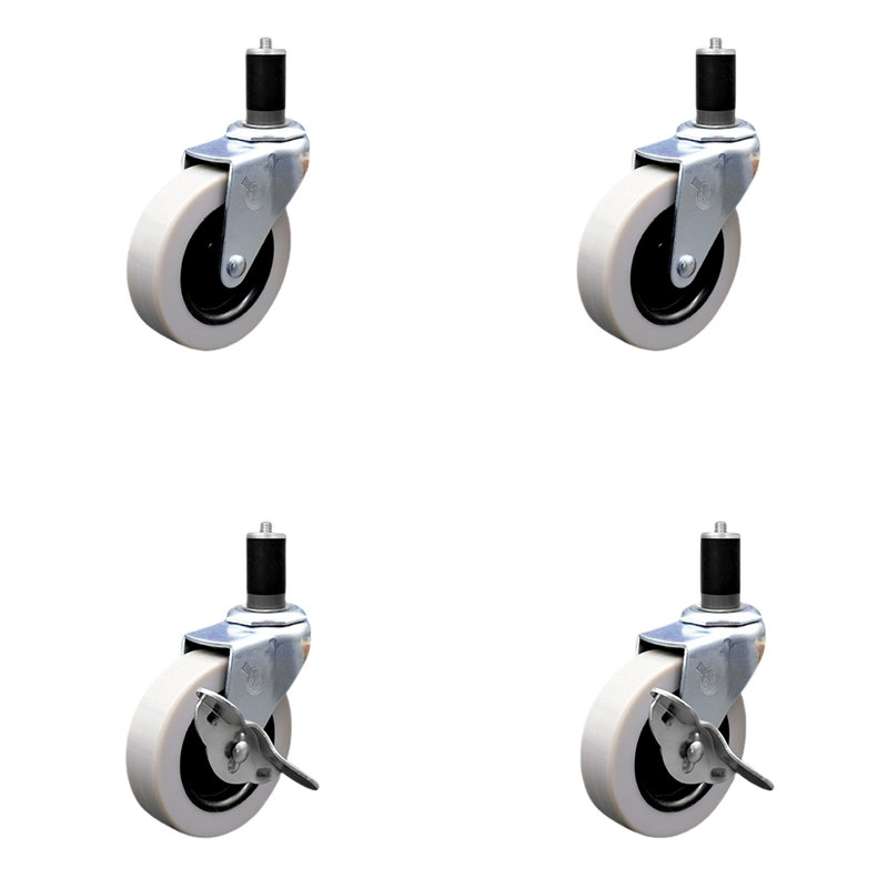 3 Inch Thermoplastic Wheel 1-1/2 Inch Expanding Stem Caster Set with 2 Brakes/SCC-EX05S310-TPRS-112-2-SLB-2