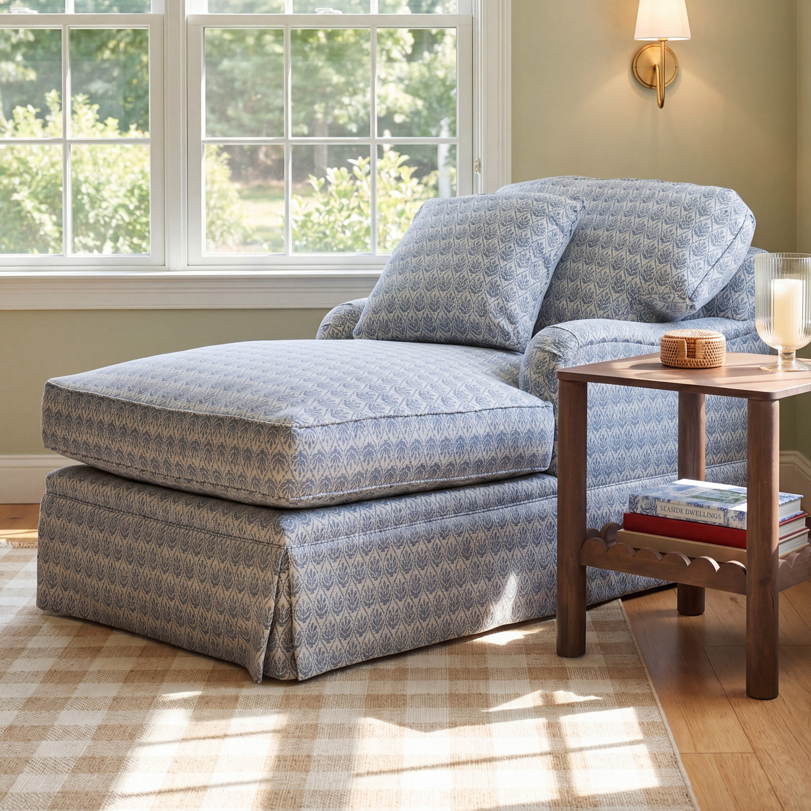 Vienna Upholstered Chaise Lounge, Bespoke 10 Beige
