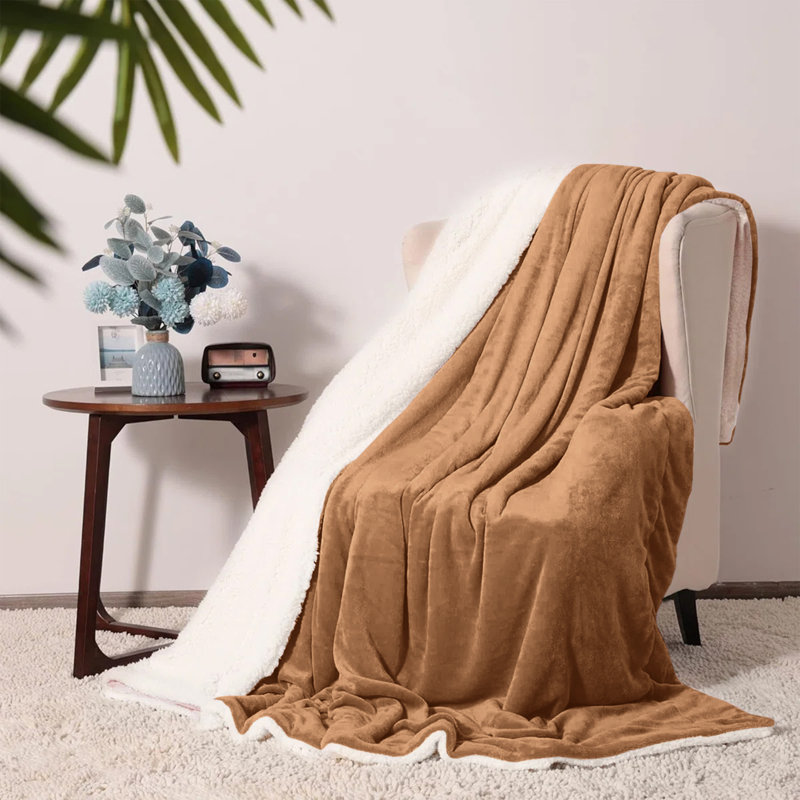 Couverture en molleton doux Microplush, Grand lit, Chameau