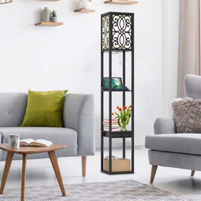 Daer 160cm Black Traditional Floor Lamp with USB