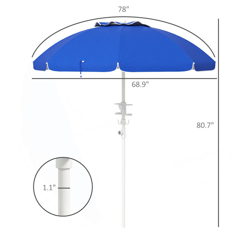 Parasol de plage portatif Outsunny, Bleu