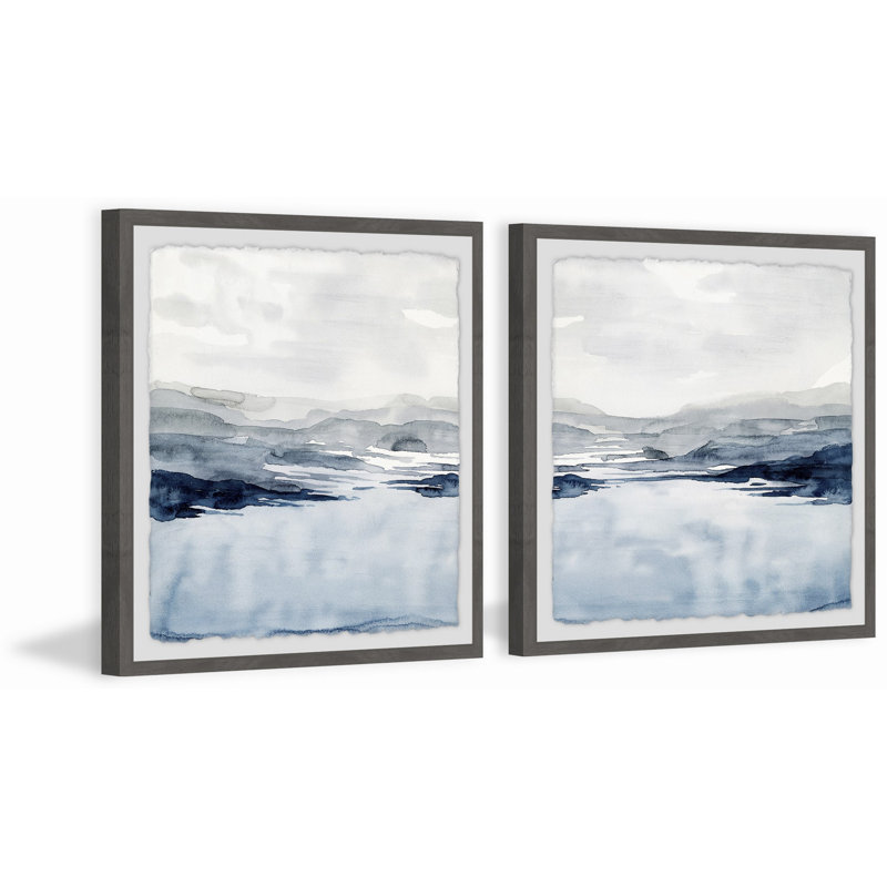 Faded Horizon III Diptych - ensemble de 2 cadres photo sur papier, H 24 po x l 24 po