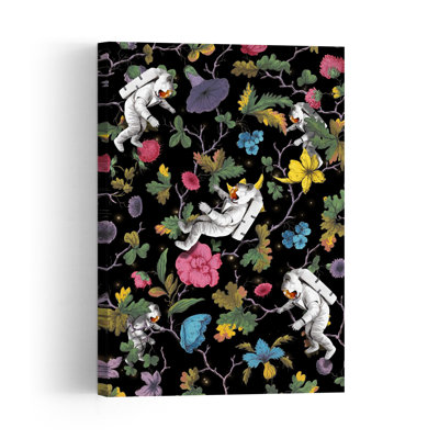 Whimsical Space Garden Colorful Surreal Vibrant Flower Wall Art Print by Marja Van Den - Wrapped Canvas Print