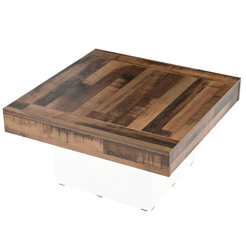 Coffee Table with Charging Station and LED Light, White