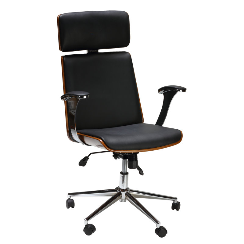Chaise de travail en cuir véritable Iwan