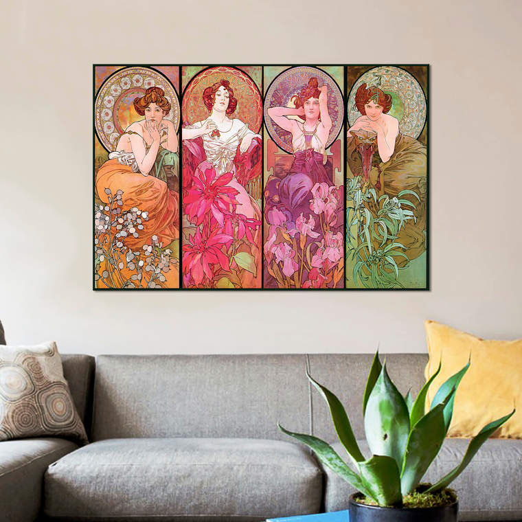 «The Precious Stones (Ruby, Emerald, Amethyst, Topaz), 1900», reproduction sur toile, H 18 po x l 26 po x P 1,5 po