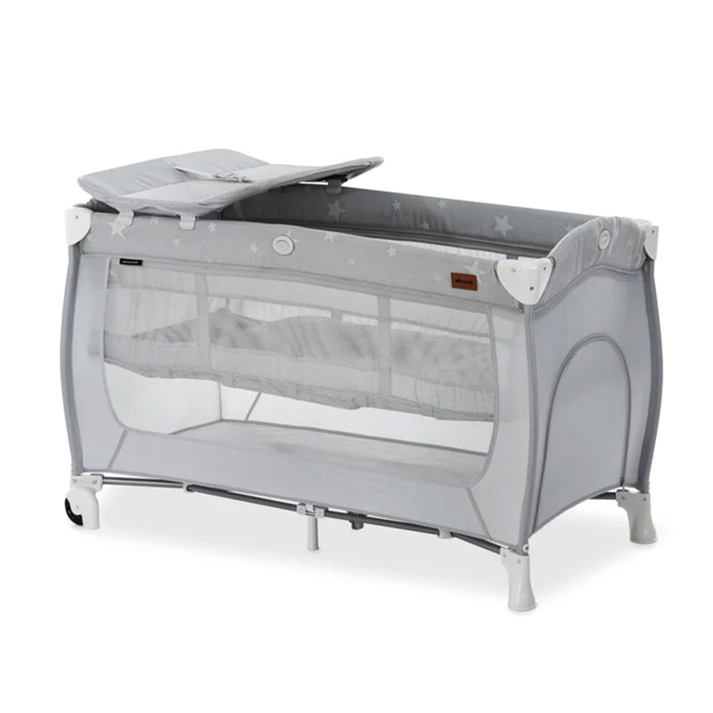 hauck Sleep N Play Center Portable Travel Cot w/Bassinet & Playpen, Stars Grey