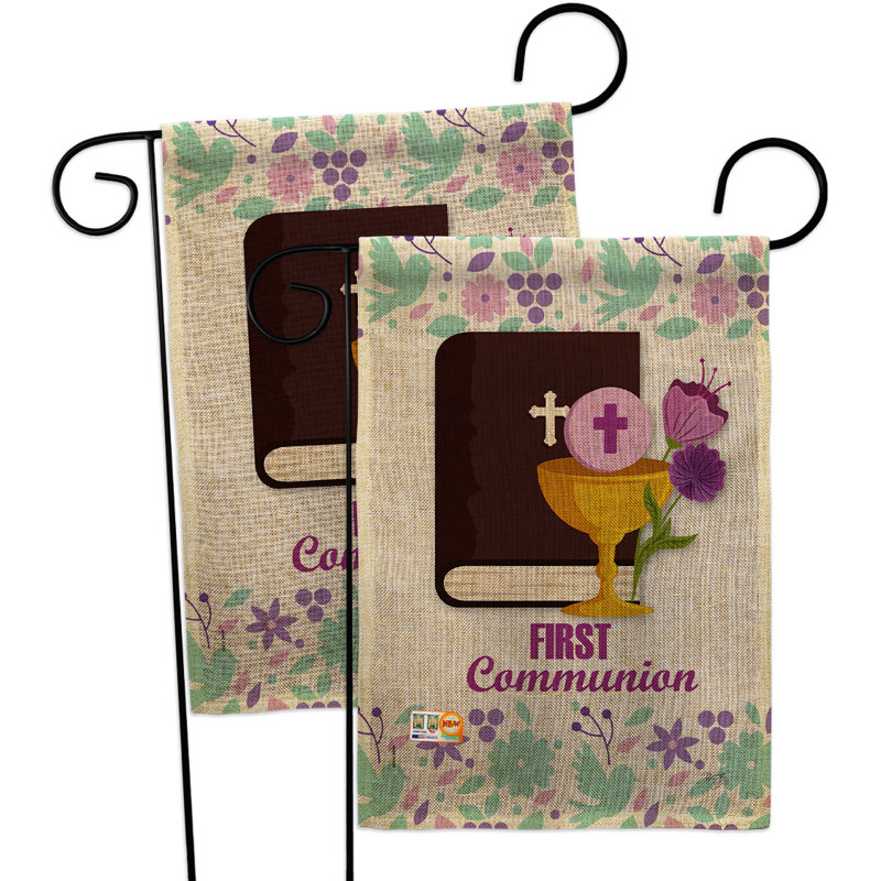 Toile de jute à 2 faces 18,5 x 13 po first communion drapeau de jardin