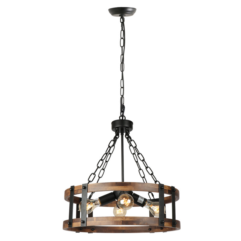 4 - Light Unique/Statement Round Drum Chandelier Dining Room Lighting Fixture