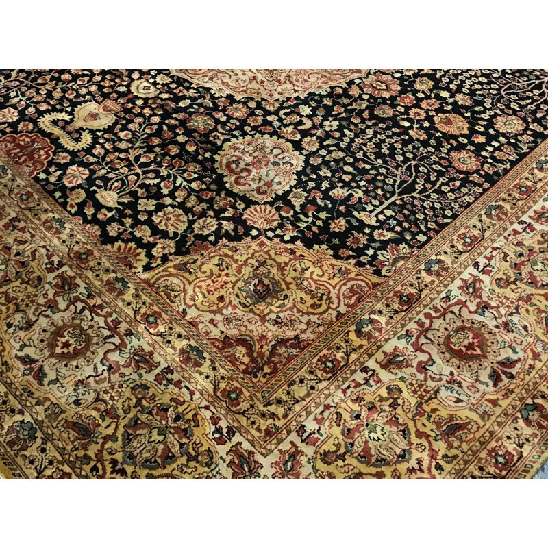 Hand-Knotted High-Quality Blue and Gold Area Rug