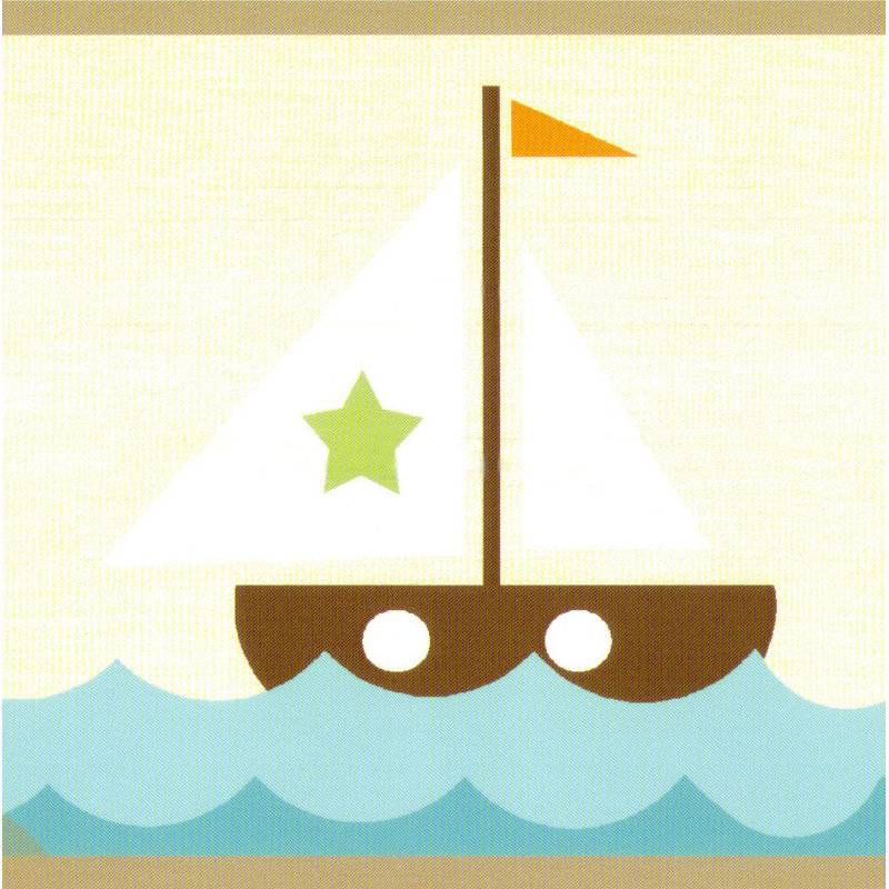 Bordure de papier peint pré-moulé - orange pour enfants, voilier bleu sarcelle, mer, conception rétro de bordure murale de phare, 15 pi X 6 po
