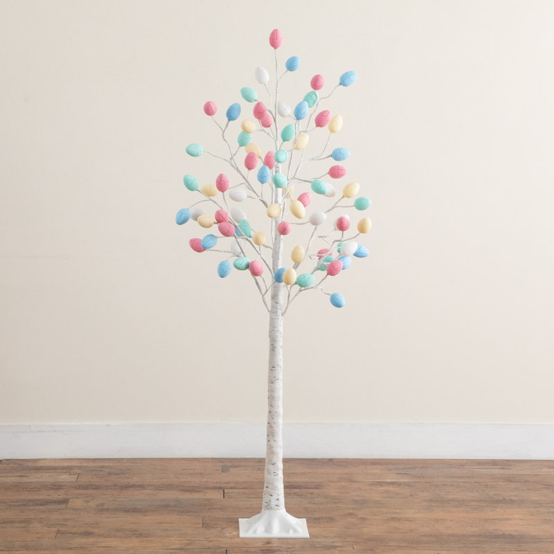 5 pi. Arbre de Pâques artificiel pré-éclairé avec 72 ornements en forme de DEL, 60"H x 25"W x 20"D