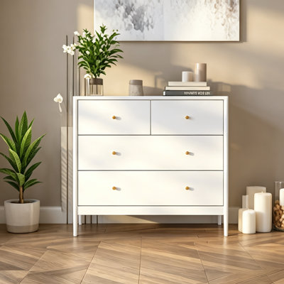 4-Drawer Wooden Kids Dresser with Spacious Storage, Ideal for Nursery and Bedroom Organization, Safe and Stylish Design.