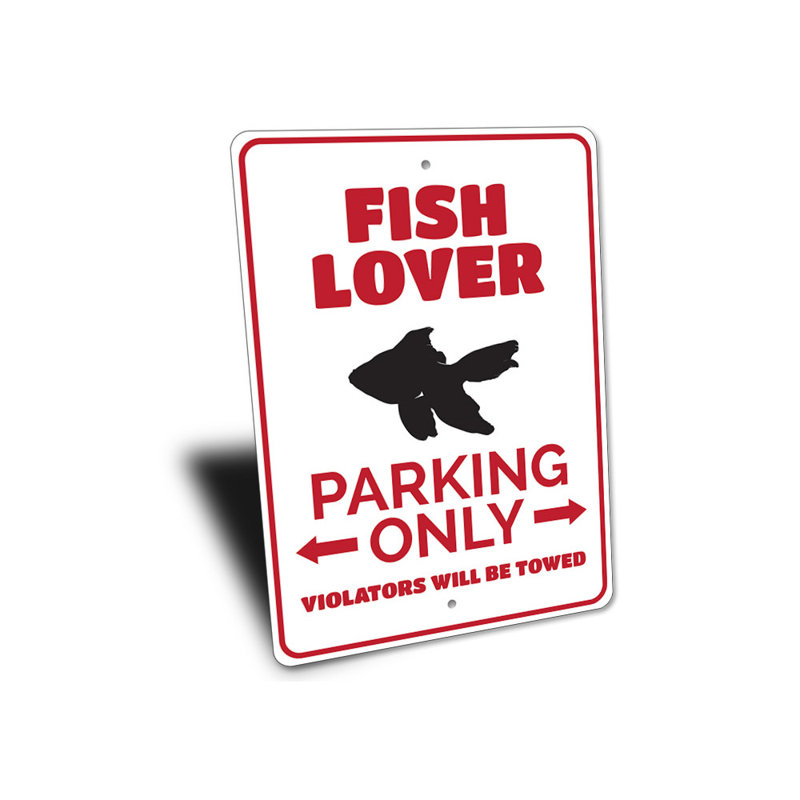 Enseigne de poisson en aluminium, H 14 po x l 10 po x P 0,04 po