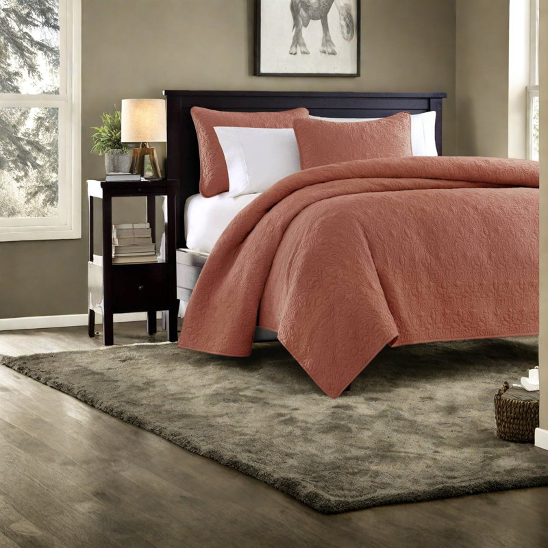 Ensembles de literie réversible surdimensionnés luxueux, confort matelassé en polyester, très grand rouge argile