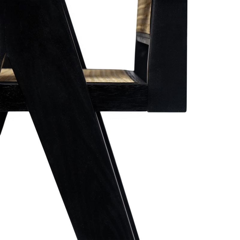 Tabouret de bar minimaliste moderne de 27 po avec siège en bois massif, structure en bois massif, Noir