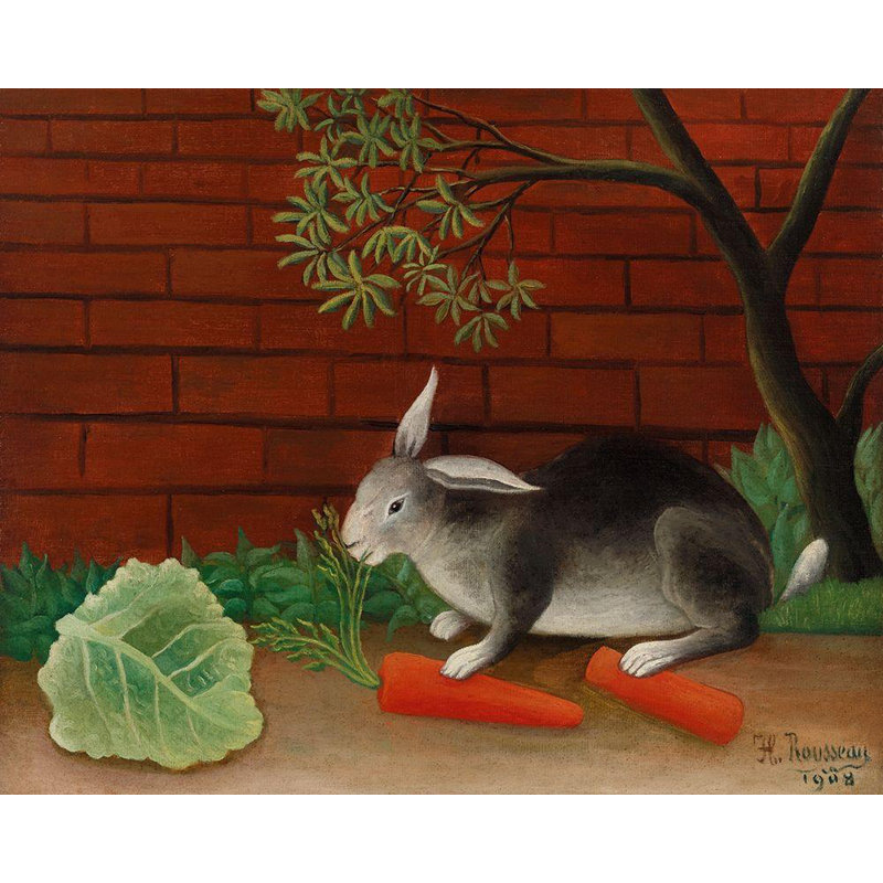 Art sur toile tendue Red Barrel Studio® Rousseau, Henri, «The Rabbits Meal», 1908, H 28 po x l 34 po