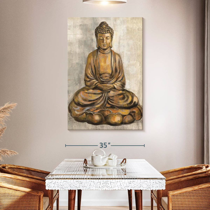 Bouddha en bronze Leisha, H 51 po x l 34 po