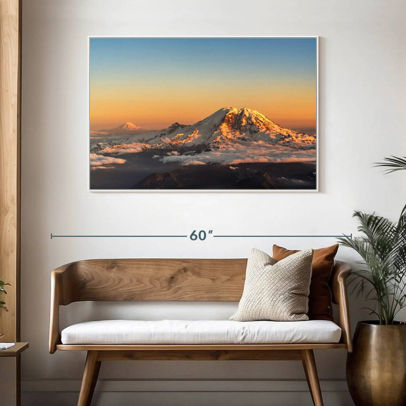 Winter Cascade Range, Floating Frame White, 46" X 31"