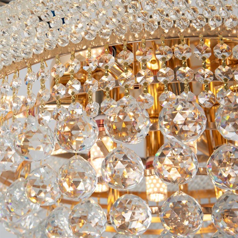 Modern Crystal 12-Light Ceiling Light, Gold