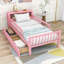 Lit plateforme simple en bois avec 2 tiroirs et tête de lit-705629711