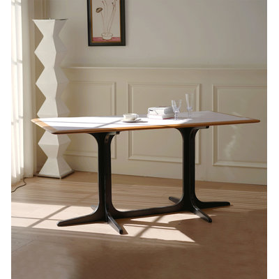 French mid-century solid wood dining table
