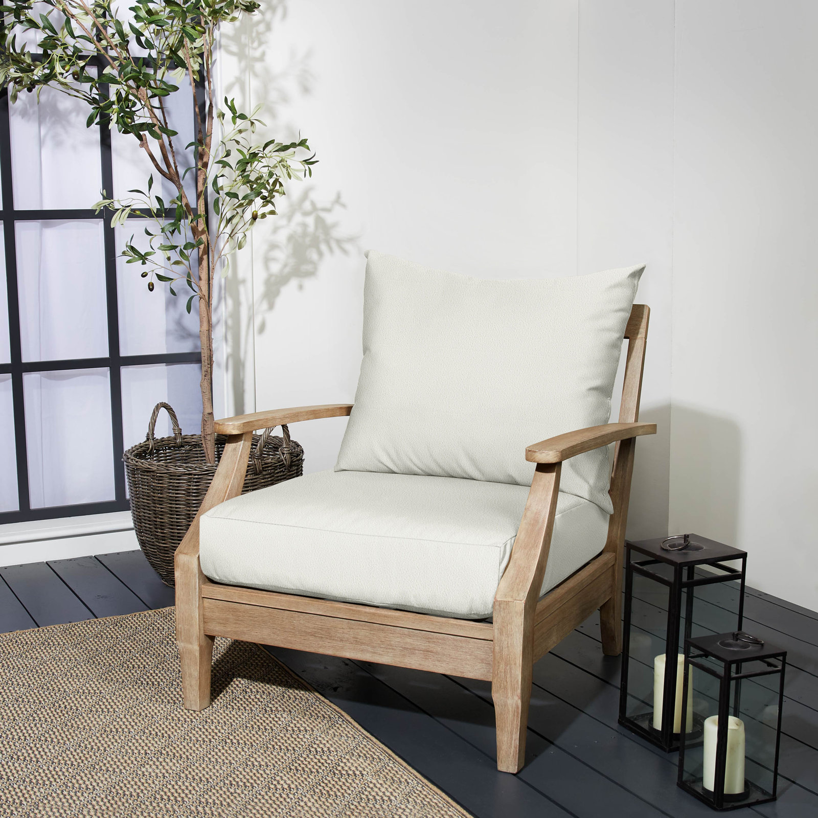 30" Seat and Back Cushion, White, 29 in W x 27 in D x 5 in H