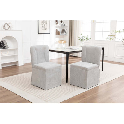 Chaises de salle à manger en lin, chaises d'appoint modernes en tissu pour la salle à manger et la cuisine, avec siège et dossier rembourrés, chaises sans accoudoirs rembourrées pour le salon, ensemble de 2