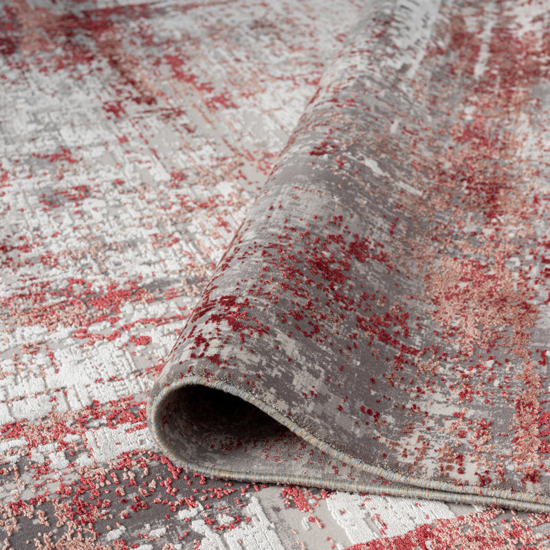 Evgenii Area Rug, Gray/Red, Rectangle 9' x 12'