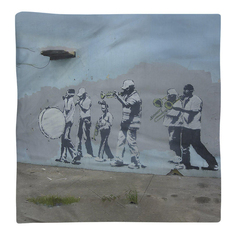 Banksy Graffiti No Pattern Square Napkin, 22" x 22", Cotton Twill