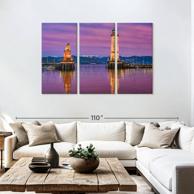 Lion bavarois et phare de Lindau, H 48 po x l 74 po