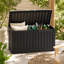 Boîte de rangement extérieure 90 gallons avec siège, boîte de rangement en résine imperméable et verrouillable