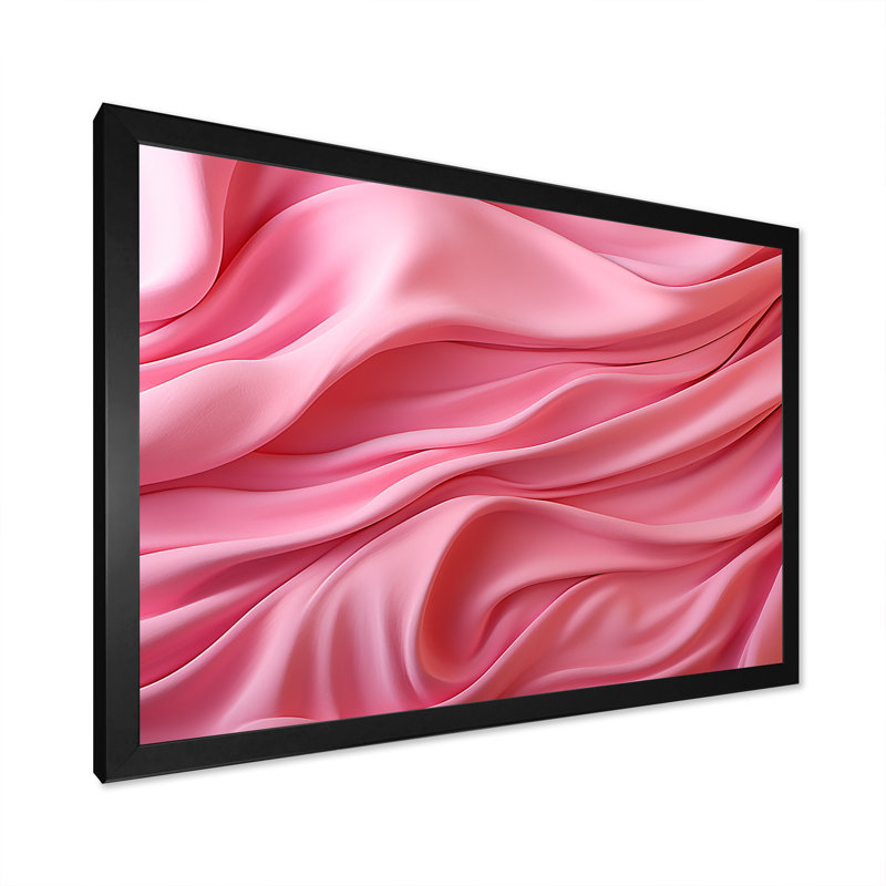 «Pink Waltz Whirl I» - art mural géométrique, Cadre d'angle fermé noir, H 12 po x l 20 po x P 1 po