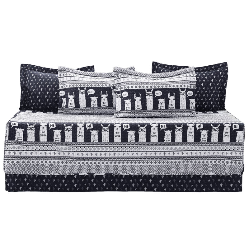 Llama Stripe 6 - Piece Quilt Set, Navy