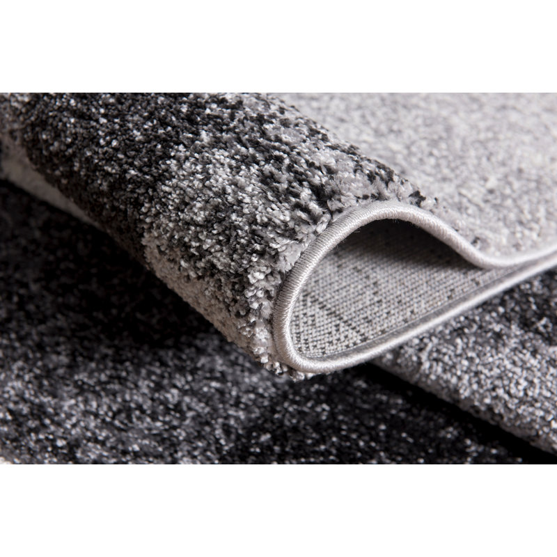 Tapis intérieur / extérieur gris / noir à motif géométrique de 8 pi x 11 pi (7 pi 9 po x 10 pi 6 po) Branch Branch Sama