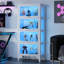 Vitrine à plateau rabattable à 4 niveaux - verre trempé à 3 côtés, éclairage RVB magnétique, cadre en acier laminé à froid (H 55 po x l 23,6 po x P 12,6 po)-270054243