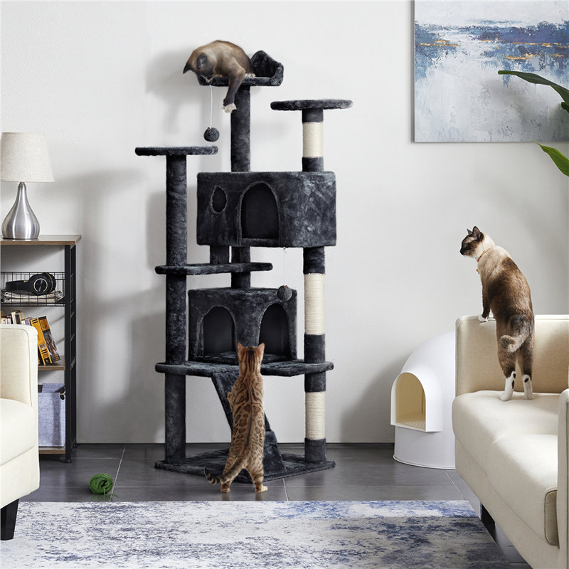 Cat Tree, Black, 158cm H x 49cm W x 49cm D
