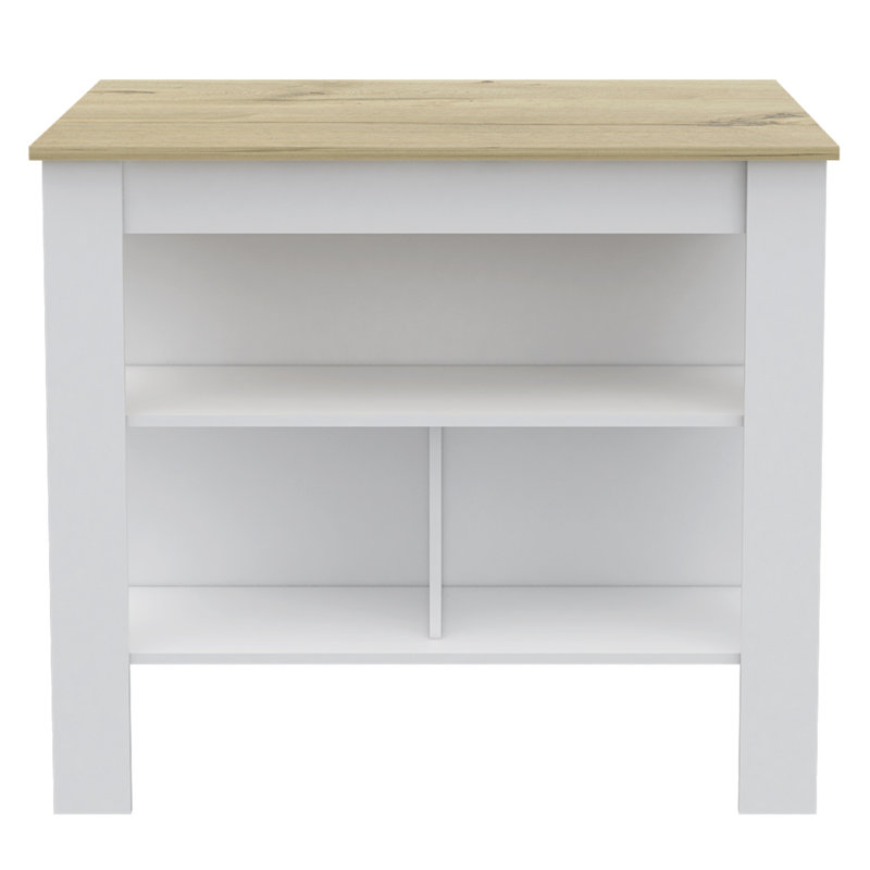 Rockaway 3-Shelf Kitchen Island White And Light Oak