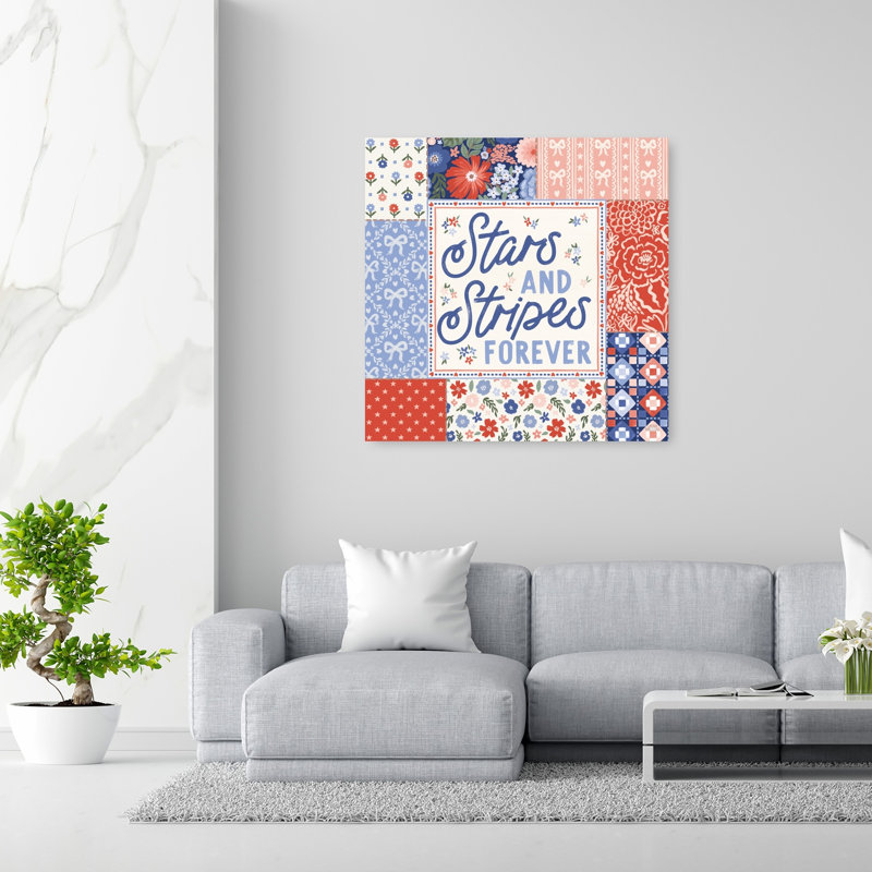 «Blooming Americana III Traditional Abstract Flower Landscape», reproduction d'art mural, 48" H x 48" W