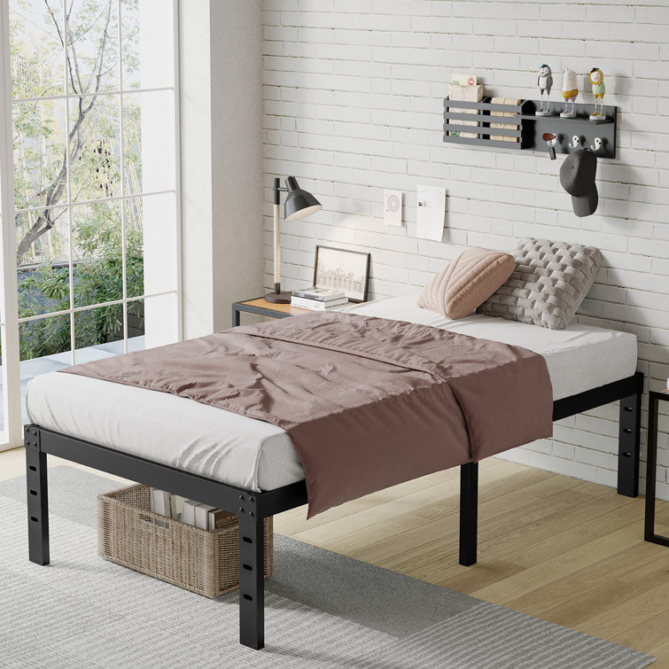 Marple 16 inch Metal Platform Bed Frame with Wood Slat Support, Heavy Duty Mattress Foundation, Noise Free Alwyn Home Size: California King