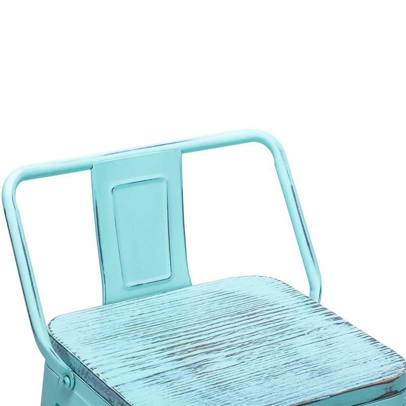 Maresca Counter Stool with Metal Frame, Bar Stool (30" Seat Height), Blue, Brown
