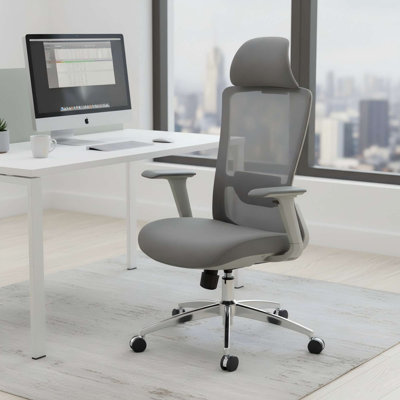 Fauteuil de bureau ergonomique pivotant, fauteuil de bureau en filet avec accoudoirs 4D et support lombaire réglable, capacité de 300 lb