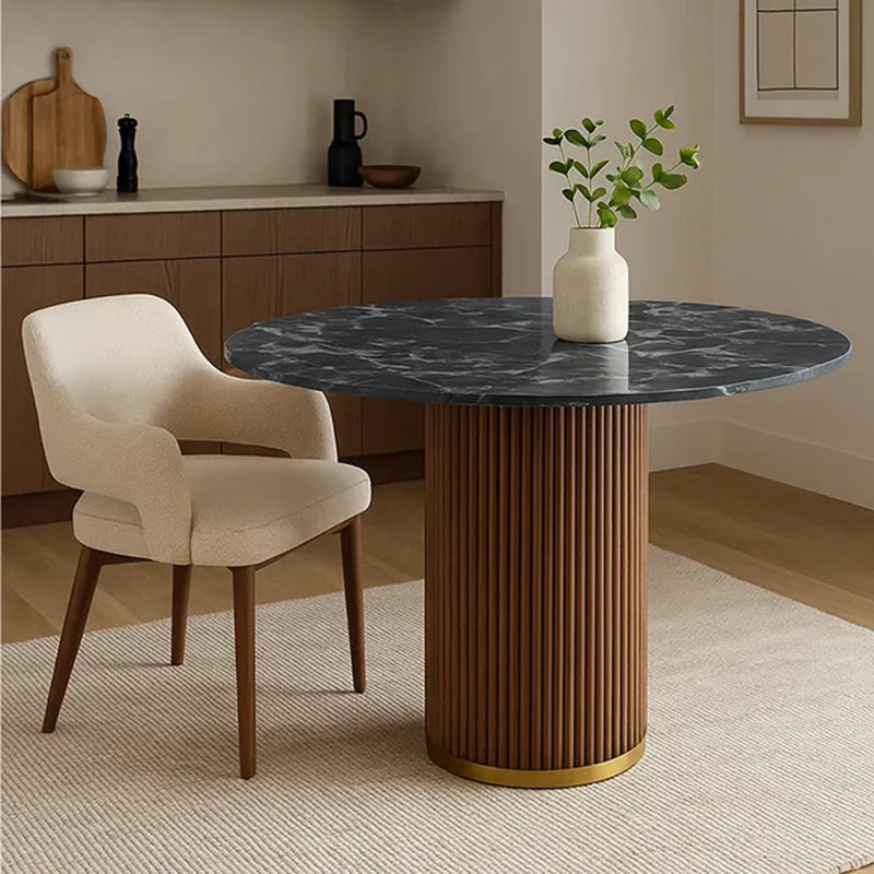 Delone Round Dining Table, Black