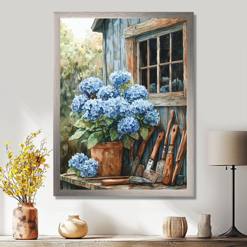 Eberly - Floral Wall Art, Argent argent, H 20 po x l 12 po, Reproduction encadrée sans passe-partout