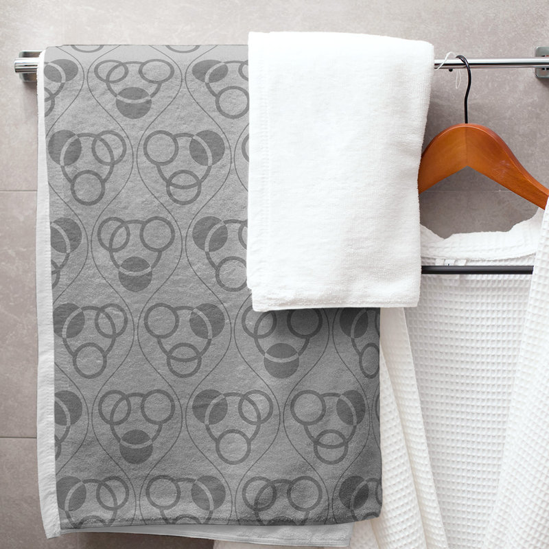 Serviette de bain à motif de cercles et de vagues Classic, gris